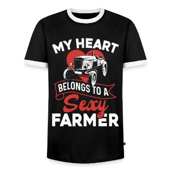 Farming Farmer Girl Wife - Männer Kontrast-T-Shirt - Schwarz/Weiß - Vorne - AI Model Female 172 light (172cm) & AI Model Male 178 light (178cm)