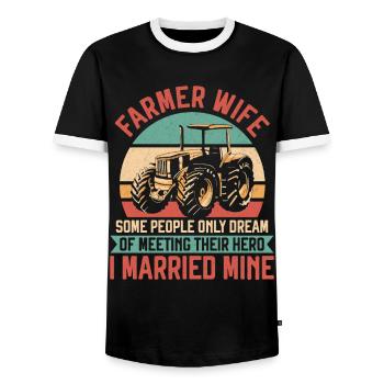 Farming Farmer Wife Vintage - Männer Kontrast-T-Shirt - Schwarz/Weiß - Vorne - AI Model Female 172 light (172cm) & AI Model Male 178 light (178cm)