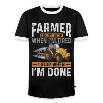 Farming Farmer Vintage Tractor - Men's Ringer Shirt - black/white - Front - AI Model Female 172 light (172cm) & AI Model Male 178 light (178cm)