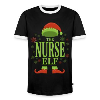Krankenschwester Weihnachtself - Männer Kontrast-T-Shirt - Schwarz/Weiß - Vorne - AI Model Female 172 light (172cm) & AI Model Male 178 light (178cm)
