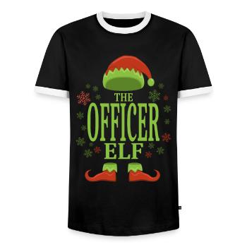 Offizier Weihnachtself - Männer Kontrast-T-Shirt - Schwarz/Weiß - Vorne - AI Model Female 172 light (172cm) & AI Model Male 178 light (178cm)