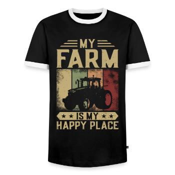 Farming Farmer Girl Vintage - Männer Kontrast-T-Shirt - Schwarz/Weiß - Vorne - AI Model Female 172 light (172cm) & AI Model Male 178 light (178cm)