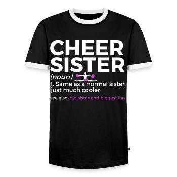 Cheerleader Cheerleading - Men's Ringer Shirt - black/white - Front - AI Model Female 172 light (172cm) & AI Model Male 178 light (178cm)