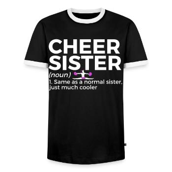 Cheerleader Cheerleading - Men's Ringer Shirt - black/white - Front - AI Model Female 172 light (172cm) & AI Model Male 178 light (178cm)
