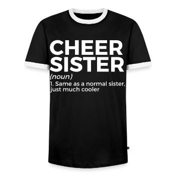 Cheerleader Cheerleading - Men's Ringer Shirt - black/white - Front - AI Model Female 172 light (172cm) & AI Model Male 178 light (178cm)