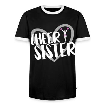 Cheerleader Cheerleading - Men's Ringer Shirt - black/white - Front - AI Model Female 172 light (172cm) & AI Model Male 178 light (178cm)