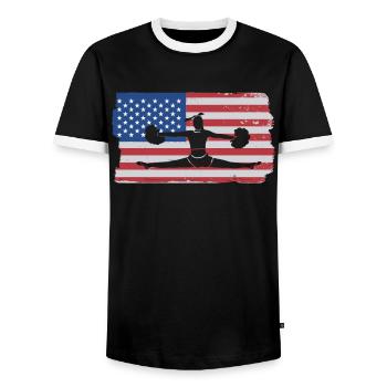 Cheerleader Cheerleading - Men's Ringer Shirt - black/white - Front - AI Model Female 172 light (172cm) & AI Model Male 178 light (178cm)