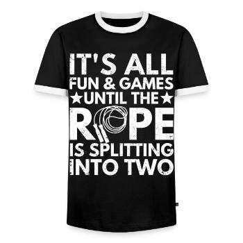 Funny Jump Rope Jump Rope Skip Rop - Men's Ringer Shirt - black/white - Front - AI Model Female 172 light (172cm) & AI Model Male 178 light (178cm)