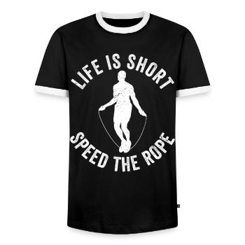 Funny skipping rope skipping rope - Men's Ringer Shirt - black/white - Front - AI Model Female 172 light (172cm) & AI Model Male 178 light (178cm)