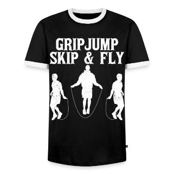 Funny skipping rope skipping rope handle jumping spri - Men's Ringer Shirt - black/white - Front - AI Model Female 172 light (172cm) & AI Model Male 178 light (178cm)