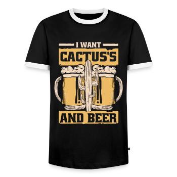 Jardin de cactus - T-shirt contrasté Homme - noir/blanc - Devant - AI Model Female 172 light (172cm) & AI Model Male 178 light (178cm)