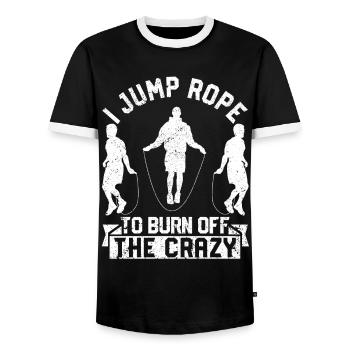 Funny skipping rope skipping rope I jump rope - Men's Ringer Shirt - black/white - Front - AI Model Female 172 light (172cm) & AI Model Male 178 light (178cm)