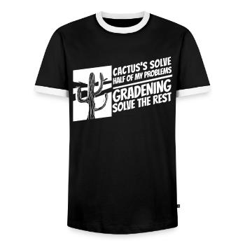 Kaktus Garten - Männer Kontrast-T-Shirt - Schwarz/Weiß - Vorne - AI Model Female 172 light (172cm) & AI Model Male 178 light (178cm)