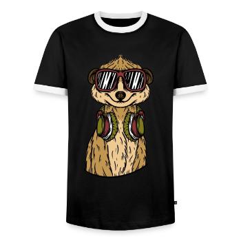 Erdmännchen Sonnenbrille - Männer Kontrast-T-Shirt - Schwarz/Weiß - Vorne - AI Model Female 172 light (172cm) & AI Model Male 178 light (178cm)