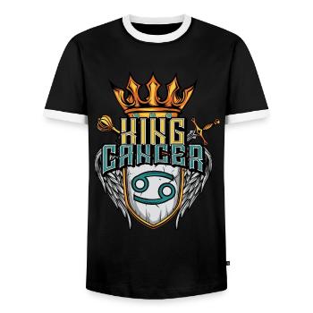 Signe du zodiaque Cancer - T-shirt contrasté Homme - noir/blanc - Devant - AI Model Female 172 light (172cm) & AI Model Male 178 light (178cm)