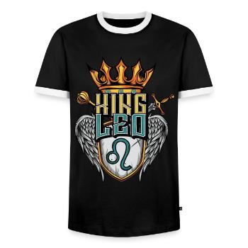 Leo Zodiac Sign - Men's Ringer Shirt - black/white - Front - AI Model Female 172 light (172cm) & AI Model Male 178 light (178cm)