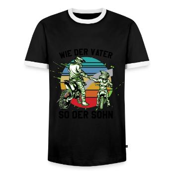 Père et fils Motocross - T-shirt contrasté Homme - noir/blanc - Devant - AI Model Female 172 light (172cm) & AI Model Male 178 light (178cm)