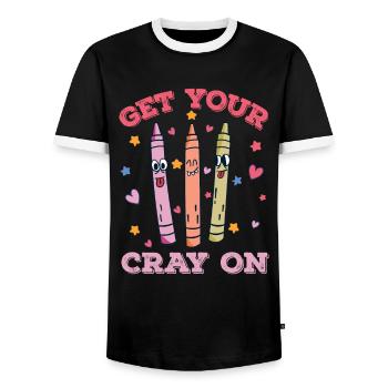Primary School Teacher Kindergarten Educator - Men's Ringer Shirt - black/white - Front - AI Model Female 172 light (172cm) & AI Model Male 178 light (178cm)