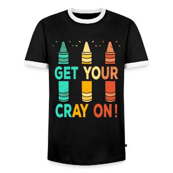 Primary School Teacher Kindergarten Educator - Men's Ringer Shirt - black/white - Front - AI Model Female 172 light (172cm) & AI Model Male 178 light (178cm)