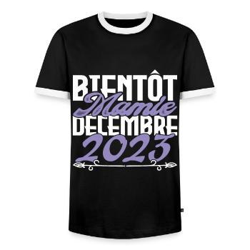 Annonce grossesse. bientôt Mamie Décembre 2023. - T-shirt contrasté Homme - noir/blanc - Devant - AI Model Female 172 light (172cm) & AI Model Male 178 light (178cm)