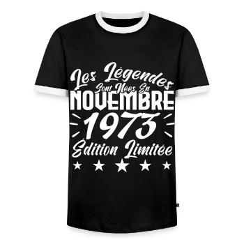Les Légendes sont Nées En Novembre 1973 Cadeau. - T-shirt contrasté Homme - noir/blanc - Devant - AI Model Female 172 light (172cm) & AI Model Male 178 light (178cm)