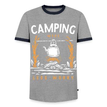 Camping Plus moins de soucis - T-shirt contrasté Homme - gris/marine  - Devant - AI Model Female 172 light (172cm) & AI Model Male 178 light (178cm)