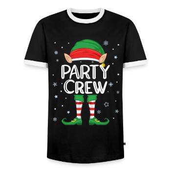 Party Crew Elf Costume Christmas Partner Look - Men's Ringer Shirt - black/white - Front - AI Model Female 172 light (172cm) & AI Model Male 178 light (178cm)