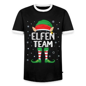 Elves Team Costume Christmas Costume Family Elf - Men's Ringer Shirt - black/white - Front - AI Model Female 172 light (172cm) & AI Model Male 178 light (178cm)