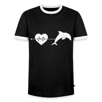 Delfin Herzschlag - Männer Kontrast-T-Shirt - Schwarz/Weiß - Vorne - AI Model Female 172 light (172cm) & AI Model Male 178 light (178cm)