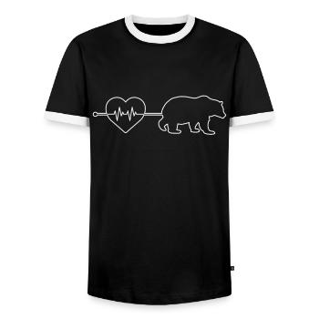 Bear heartbeat - Men's Ringer Shirt - black/white - Front - AI Model Female 172 light (172cm) & AI Model Male 178 light (178cm)