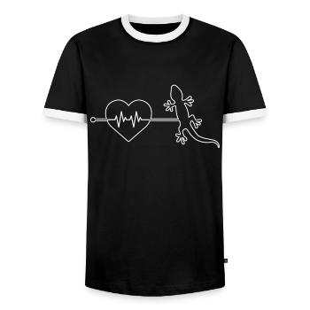 Eidechse Herzschlag - Männer Kontrast-T-Shirt - Schwarz/Weiß - Vorne - AI Model Female 172 light (172cm) & AI Model Male 178 light (178cm)