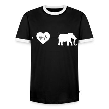Elefant Herzschlag - Männer Kontrast-T-Shirt - Schwarz/Weiß - Vorne - AI Model Female 172 light (172cm) & AI Model Male 178 light (178cm)