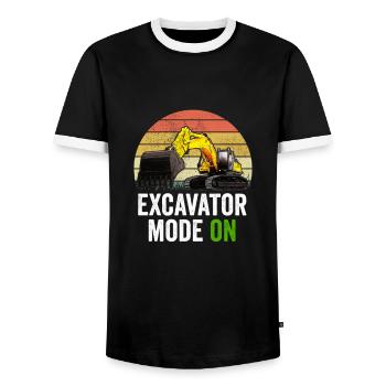 Bagger Baggerfahrer Baggern Baustelle Straßenbau - Männer Kontrast-T-Shirt - Schwarz/Weiß - Vorne - AI Model Female 172 light (172cm) & AI Model Male 178 light (178cm)