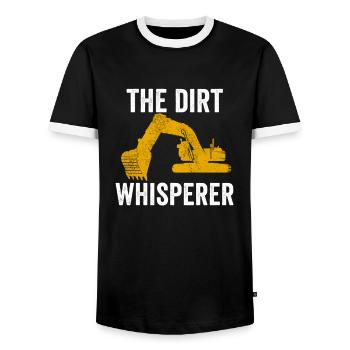 Excavator construction worker excavator driver construction machine job - Men's Ringer Shirt - black/white - Front - AI Model Female 172 light (172cm) & AI Model Male 178 light (178cm)