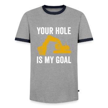 Excavator construction worker excavator driver construction machine job - Men's Ringer Shirt - grey/navy  - Front - AI Model Female 172 light (172cm) & AI Model Male 178 light (178cm)