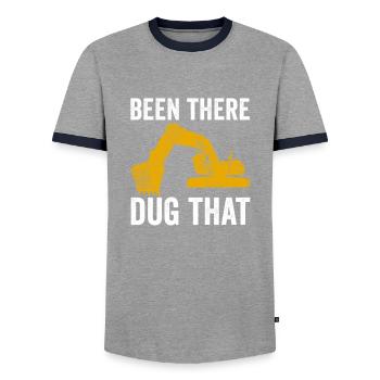 Excavator construction worker excavator driver construction machine job - Men's Ringer Shirt - grey/navy  - Front - AI Model Female 172 light (172cm) & AI Model Male 178 light (178cm)