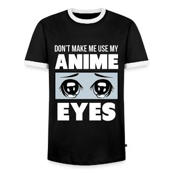 Zwingen Sie mich nicht, meine Anime-Augen zu - Männer Kontrast-T-Shirt - Schwarz/Weiß - Vorne - AI Model Female 172 light (172cm) & AI Model Male 178 light (178cm)