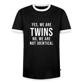 Gemini Twins Brother Sister Spruch - Men's Ringer Shirt - black/white - Front - AI Model Female 172 light (172cm) & AI Model Male 178 light (178cm)