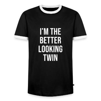 Gemini Twins Brother Sister Spruch - Men's Ringer Shirt - black/white - Front - AI Model Female 172 light (172cm) & AI Model Male 178 light (178cm)