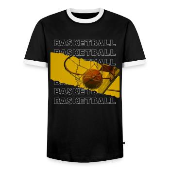 Basketteur Basketteur Basketteur Dunking Sport Player - T-shirt contrasté Homme - noir/blanc - Devant - AI Model Female 172 light (172cm) & AI Model Male 178 light (178cm)