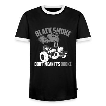 Black Smoke Don't Mean It's Broke, Traktor Pulling - Men's Ringer Shirt - black/white - Front - AI Model Female 172 light (172cm) & AI Model Male 178 light (178cm)
