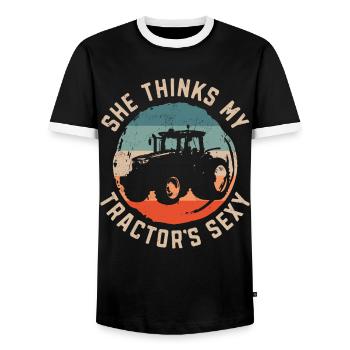 Farming Farmer Tractor Vintage - Männer Kontrast-T-Shirt - Schwarz/Weiß - Vorne - AI Model Female 172 light (172cm) & AI Model Male 178 light (178cm)