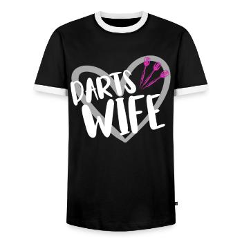 Joueur de fléchettes Fléchettes - T-shirt contrasté Homme - noir/blanc - Devant - AI Model Female 172 light (172cm) & AI Model Male 178 light (178cm)