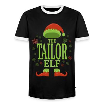 Schneider Christmas Elf - Men's Ringer Shirt - black/white - Front - AI Model Female 172 light (172cm) & AI Model Male 178 light (178cm)