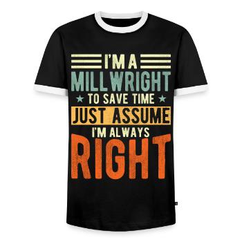 Chantier - T-shirt contrasté Homme - noir/blanc - Devant - AI Model Female 172 light (172cm) & AI Model Male 178 light (178cm)