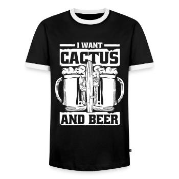 Jardin de cactus - T-shirt contrasté Homme - noir/blanc - Devant - AI Model Female 172 light (172cm) & AI Model Male 178 light (178cm)