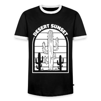 Cactus Garden - Men's Ringer Shirt - black/white - Front - AI Model Female 172 light (172cm) & AI Model Male 178 light (178cm)