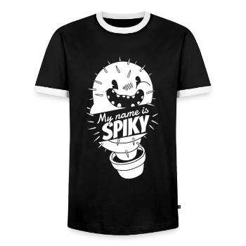Cactus Garden - Men's Ringer Shirt - black/white - Front - AI Model Female 172 light (172cm) & AI Model Male 178 light (178cm)