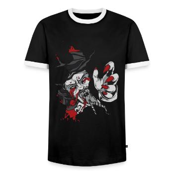 Creepy Witches Demons Sign Motif - Men's Ringer Shirt - black/white - Front - AI Model Female 172 light (172cm) & AI Model Male 178 light (178cm)