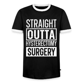 Hysterectomy - Men's Ringer Shirt - black/white - Front - AI Model Female 172 light (172cm) & AI Model Male 178 light (178cm)